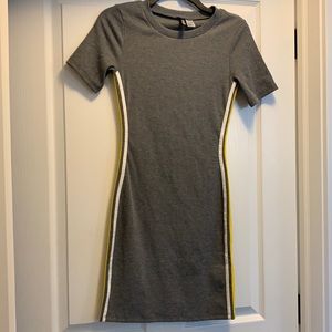 Grey Fitted Casual Dress w/Side Detail